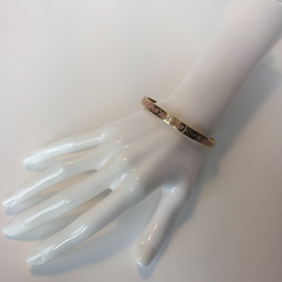 💗🏆💖COACH Monogram Bracele Cuff Gold/Pink 💖🏆💗 - Picture 2 of 5